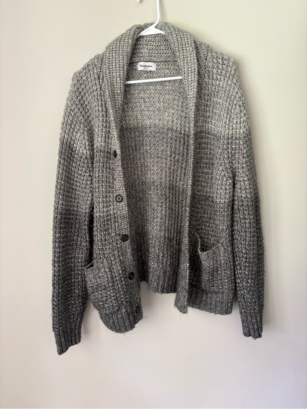 Goodfellow & Co Gray Gradient Knit Shawl Collar Cardigan